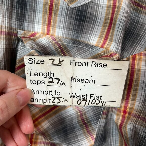 Shyanne Womens Plaid Cotton Pearl Snap Western Button Down Shirt Plus size 2X - Picture 9 of 9